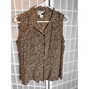 Cheetah Print 100% Silk Womens Sleeveless Top Size Med Mobwife